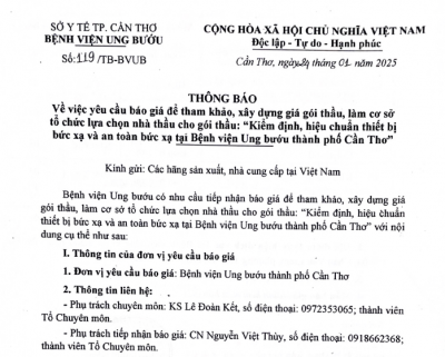 TB số 119 vv kiểm định hiệu chuẩn bức xạ an toàn bức xạ bvubct